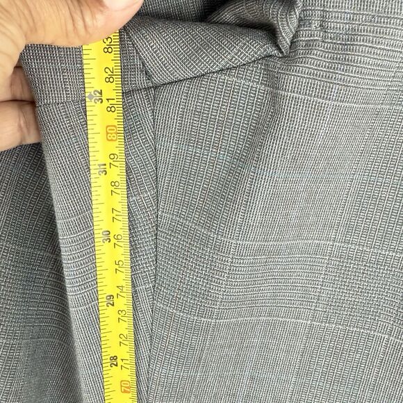 Mens Gray Plaid Pleated Cuffed Wool Dress Pants Size 34 X 32 - Picture 12 of 15